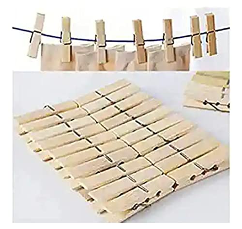 MAPPERZ Bamboo Cloth Clip Wooden Clips for Cloths Art Craft (Pack of 20)