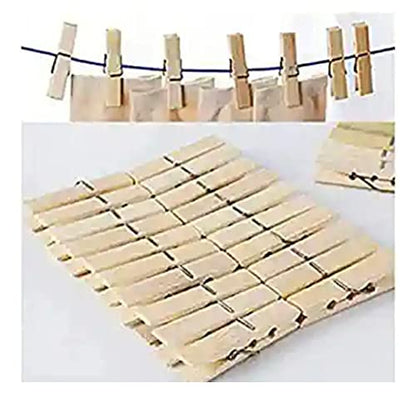 MAPPERZ Bamboo Cloth Clip Wooden Clips for Cloths Art Craft (Pack of 20)