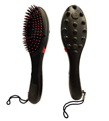 MAPPERZ Combo Electric Megnetic Head Massager Comb Hair Brush For Scalp Blood Circulation Treatment with Double Speed in Vibration Treatment Machine For Healthy Hairs Scalp Battery Operated (Black)