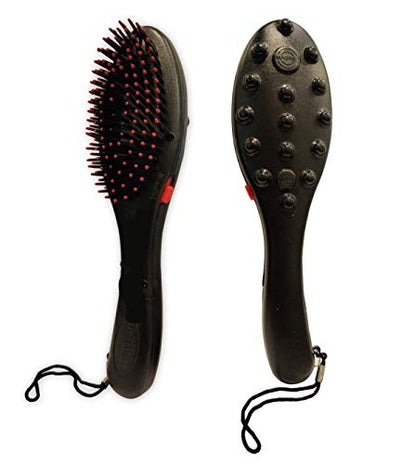 MAPPERZ Combo Electric Megnetic Head Massager Comb Hair Brush For Scalp Blood Circulation Treatment with Double Speed in Vibration Treatment Machine For Healthy Hairs Scalp Battery Operated (Black)