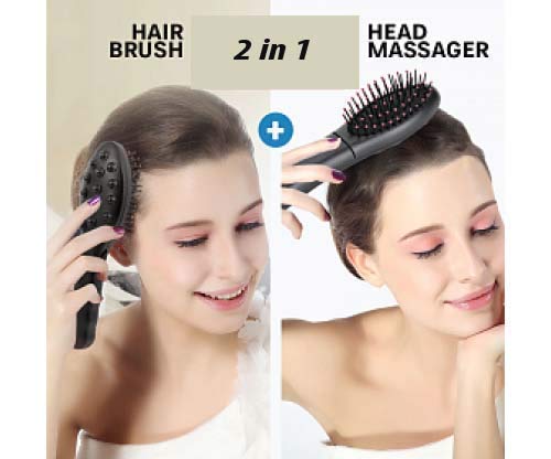MAPPERZ Combo Electric Megnetic Head Massager Comb Hair Brush For Scalp Blood Circulation Treatment with Double Speed in Vibration Treatment Machine For Healthy Hairs Scalp Battery Operated (Black)
