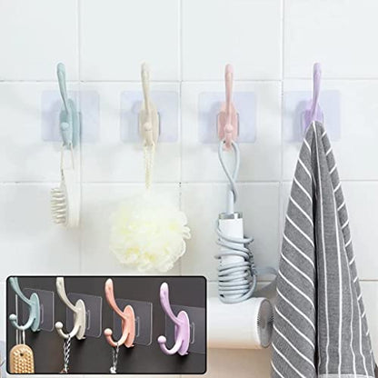 MAPPERZ Wall Sticker Hook Hanger/ Plastic Dual Self Adhesive Mount Waterproof Holder for Photo Frame Clock Clothes Door Key Kitchen Living Room - Multicolor