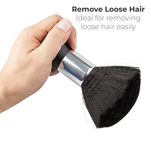 MAPPERZ Professional Hairdressing Stylist Barbers Salon Large Soft Hairbrush Hair Cutting Neck Face Duster Brush with Plastic Handle Grip for Brushing Off Hair - Black