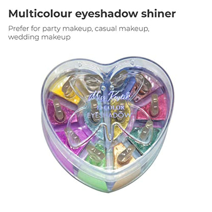 MAPPERZ Professional Heart Shape Eyeshadow Shiner Palette 12 Colors with silky shine last for all day long, combo eyeshadow powder paletter - (Multicolor)