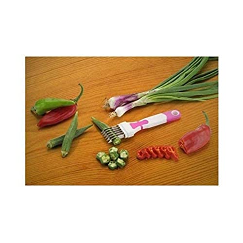 MAPPERZ Stainless Steel 5 Blade Cutter Vegetable Chopper and Fruit Slicer for Minimal Pieces Chopping (Multi Color)