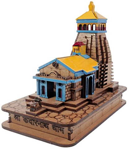 MAPPERZ Kedarnath Temple Wooden Souvenir Decorative Showpiece Car Deshboard MDF Pine Wood Beautiful Kedarnath ji Hand Crafted Wooden Kedarnath Dham (Multicolor, Set of 1)