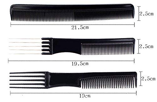 MAPPERZ Multipurpose Professional Hair Comb Set/ Kangi Set Hair brush for Hair Cutting and Styling - Pack of 10 (Black)