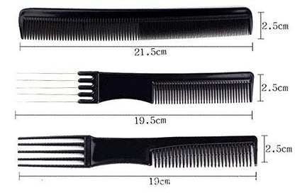 MAPPERZ Multipurpose Professional Hair Comb Set/ Kangi Set Hair brush for Hair Cutting and Styling - Pack of 10 (Black)