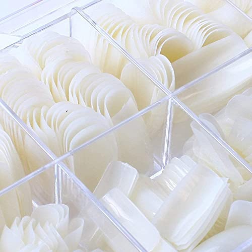MAPPERZ Artificial Nails with Glue/ 500 Pcs French Long Acrylic False Nails/ Artificial Natural Colour Nail Art Tips With 3 Bottles Nail Glue - White