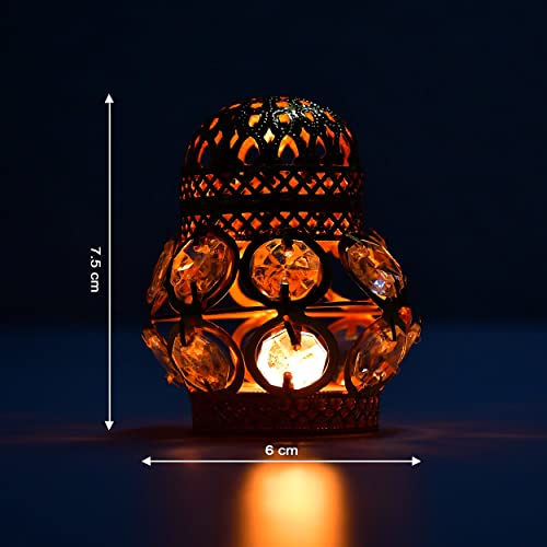 MAPPERZ Golden Metal Hanging Jhoomer Lantern Light, Small Antique LED String Series Fairy Lamp for Home, Balcony, Bedroom, Diwali, Festival Decoration Indian, 200Cm Length, in-Outdoor, PC-1