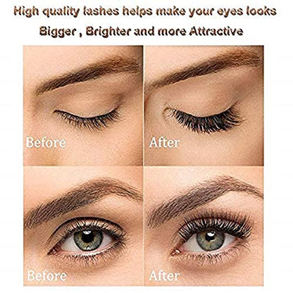 MAPPERZ Reusable False Fake Eyelashes With Glue - Pair of 6