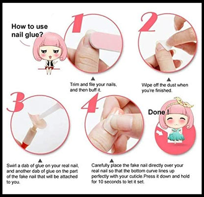 MAPPERZ 100 Fake False White Artificial Fingernail Nails Acrylic Tips Manicure Full Cover Nail Decorations for Women Girls, With Big Nail Glue For Acrylic Nails, Combo Of 100 Pc Nails & Nail Glue