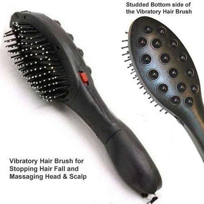 MAPPERZ Combo Electric Megnetic Head Massager Comb Hair Brush For Scalp Blood Circulation Treatment with Double Speed in Vibration Treatment Machine For Healthy Hairs Scalp Battery Operated (Black)