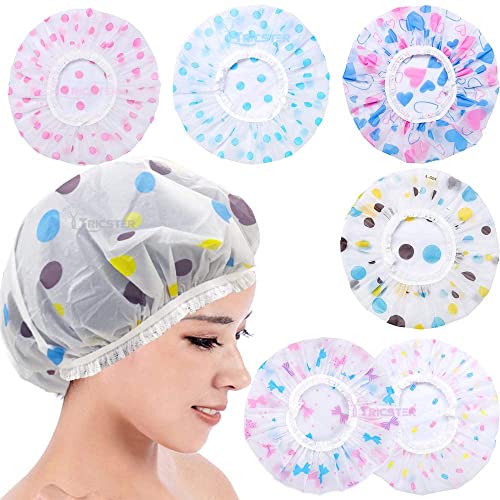 MAPPERZ Reusable Printed Bathing Shower Cap With Elastic Band For Home Beauty Parlours For Both Men And Women Bathing Accessory - Multicolor (Pack of 3)