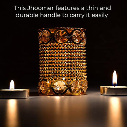 MAPPERZ Golden Metal Hanging Jhoomer Lantern Light, Small Antique LED String Series Fairy Lamp for Home, Balcony, Bedroom, Diwali, Festival Decoration Indian, 200Cm Length, in-Outdoor, PC-1