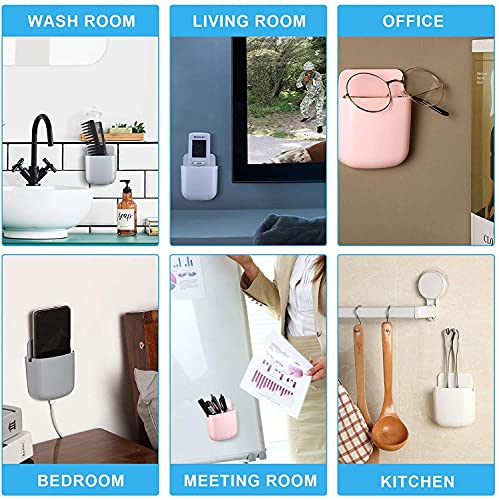 MAPPERZ Wall Stand Mobile Holder / Multi Purpose Plastic Storage Case Box Organiser for TV AC Remote Toothbrush Pen Charger Plug with Sticker - Multicolor (2)
