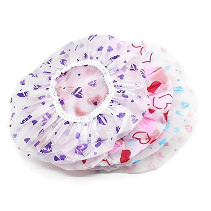 MAPPERZ Reusable Printed Bathing Shower Cap With Elastic Band For Home Beauty Parlours For Both Men And Women Bathing Accessory - Multicolor (Pack of 3)