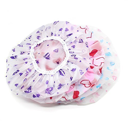 MAPPERZ Reusable Printed Bathing Shower Cap With Elastic Band For Home/Salons/Beauty Parlours For Both Men And Women Bathing Accessory - Multicolor (Pack of 3)