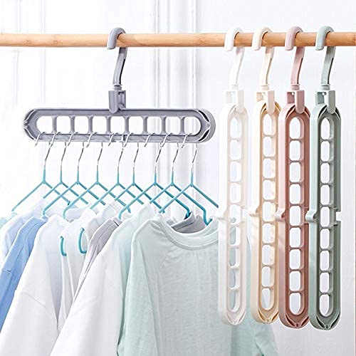 MAPPERZ Space Saving Hangers Multifunctional Smart Closet Organizer/ Wardrobe Clothing Cascading Hanger 9 Slots/ for Heavy Clothes, Shirts Pants Dresses (2)