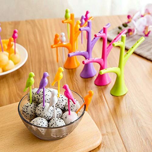 MAPPERZ Fancy Bird Fork/Attractive on Table and Ideal Fork for Eating Fruits/Tree Shape Holder Stand - Pack of 1