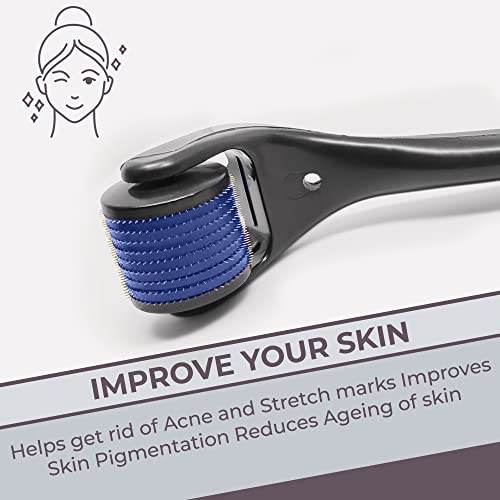 MAPPERZ derma roller 0.5mm for hair regrowth | needle roller for hair growth with 540 Titanium micro needles for Scalp, Face and Beard | Treats Acne, Scar, Skin Ageing, Stretchmarks for men/women-PC1