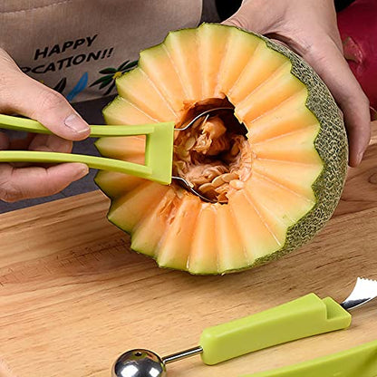 MAPPERZ Fruite Baller Scoop Set,Professional 4 in 1 Stainless Steel Watermelon Cutter Fruit Carving Tools Set,Fruit Scooper Seed Remover Watermelon Knife for Dig Pulp Separator Fruit Slicer, 1 Set