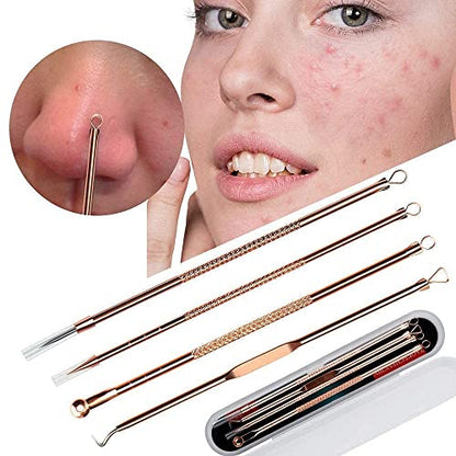 MAPPERZ Blackhead Acne Removal Needle Kit 4 Pcs Cleaning Tool Blemish Pimple Comedone for Women and Men Blackhead, Blemish, Whitehead Popping, Zit Removing for Risk Free Nose Face Skin with Case -PC1