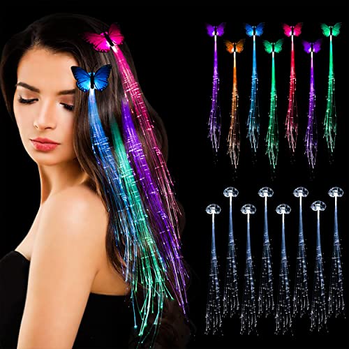 Meesh Butterfly LED Fairy Hair Clips For Dark Party, Neon Rave Accessories for Women Girls