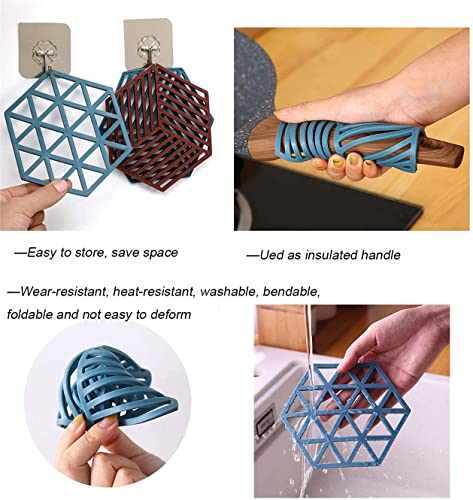 MAPPERZ Silicone Trivet Mats Table Mats Heat Resistant Hot Pans Non-Slip Pot Holders Placemat for Bowl Dishes Kitchen Cooking Dining - Pack of 4