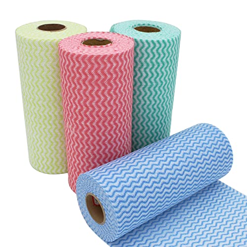 MAPPERZ Reusable Cleaning Wipe, Household &Kitchen Towels,Disposable Cleaning Cloth, Dish Cloth Dish Towels Dish Rags Reusable Kitchen Paper Towels, Wash Towels, 2 Rolls of 50 Sheets In Each