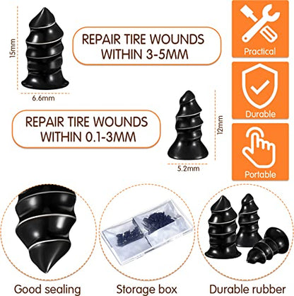 Mapperz Tire Repair Nails 60 Pieces Rubber Screws Fast Tubeless Vacuum Puncture Repair Tool for Car Motorcycle ATV Tire Puncture Repair