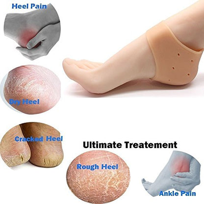 Mapperz Silicone Gel Heel Pad Socks For Heel Swelling Pain Relief,Dry Hard Cracked Heels Repair Cream Foot Care Ankle Support Cushion - For Men And Women - (Free Size Pair)