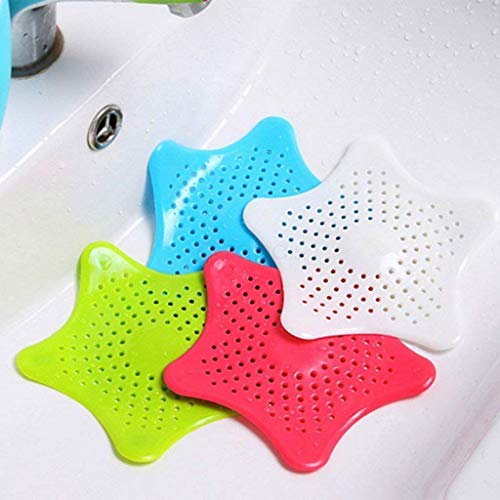 MAPPERZ Star Sink and Bathroom Drain Filter/Hair Catcher/Sink Filter Coater/Hair Stopper Bath Plug Plunger/Shower Drain Cover - Multicolor (Pack of 2)