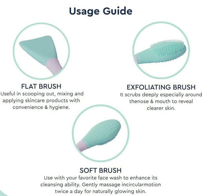 MAPPERZ Silicone Face Brush for Applying Face Packs/Facial Cleansing Brush/Handheld Face Wash Brush for Pore Cleansing, Gentle Exfoliating/Removing Blackhead Brush