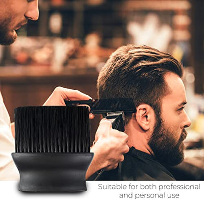 MAPPERZ Big Professional Hairdressing Stylist Barbers Salon Large Soft Hairbrush Hair Cutting Neck Face Duster Brush with Plastic Handle Grip for Brushing Off Hair - Black