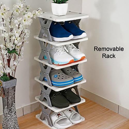 MAPPERZ Shoe Rack Storage Organizer for Bedroom Entryway Space Saver Adjustable shelf Slots Tower Rack for Footwear, Sandles, Slippers