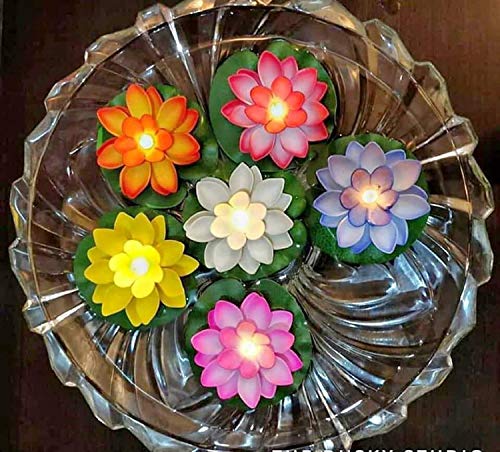 MAPPERZ Floating Pool Lights Lotus Flower Lantern Artificial Foam LED Lifelike Pool Lights Battery Operated Pool Lantern Pond Decoration Candles Pad