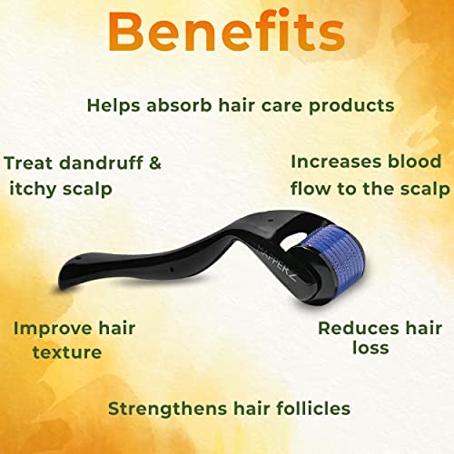 MAPPERZ derma roller 0.5mm for hair regrowth, needle roller hair growth with 540 Titanium micro needles for Scalp, Face & Beardm, 100% Pure Mustard Hair Oil for Hair Growth & Reduces Hair Fall, 100ml