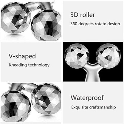 MAPPERZ 3D Manual Roller Massager/Body Massager/ 360 Rotate Roller Face Body Massager/Skin Lifting/Wrinkle Remover and Facial Massage/Relaxation and Skin Tightening Tool/Unisex - Silver