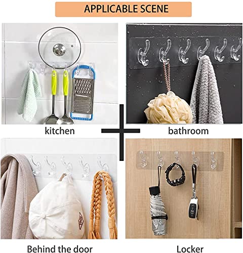 MAPPERZ Adhesive Stronger Plastic Wall Hangers Hooks for Hanging Robe, Coat, Bags, Lights, Calendars,Towel, Keys, Oil-Proof Heavy-Duty for Bathroom Kitchen 6 in 1 Hook Holder Pack of 2
