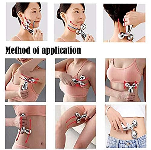 MAPPERZ Body Massager/ 3D Manual Roller Massager/ 360 Rotate Roller Face Body Massager/Skin Lifting/Wrinkle Remover and Facial Massage/Relaxation and Skin Tightening Tool/UniSex (Silver)