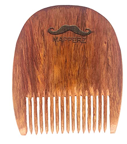 MAPPERZ Handcrafted Sheesham Wood Beard Comb Compact & Light Weight For Healthy & Stylish Beard - Pack of 1, Brown