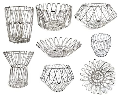 MAPPERZ Multipurpose Fruit Bowl Basket, Stainless Steel Modern Flexible Wire Folding deformable Fancy Fruit and Vegetable Fruit Plate, Kitchen and Home Storage, 8 Shapes, Pc1