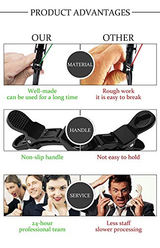MAPPERZ Professional Hair Styling Clips Sectioning Crocodile Hair Clips Plastic Hair Grip Clips Cutting Clamps Styling Sectioning Clips (Black)