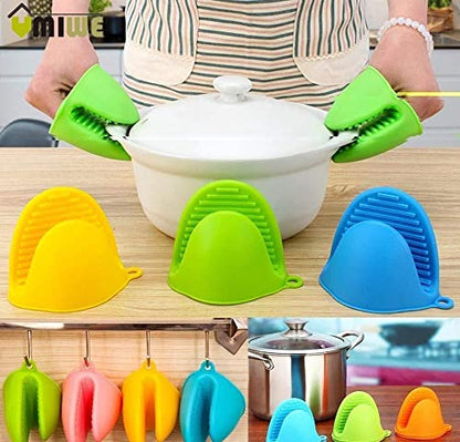MAPPERZ Silicone Pot Holder Heat Resistant, Oven Mitts Glove Cooking Pinch Grips Glove Hand Clip Convenient Pot Holder Utensil Tool - Multicolor (1 Pair)