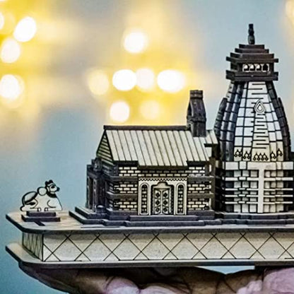 MAPPERZ Wooden Handcrafted Kedarnath Temple Souvenir Decorative Showpiece Car Deshboard MDF Pine Wood Beautiful Kedarnath Dham (Beige, Set of 1)