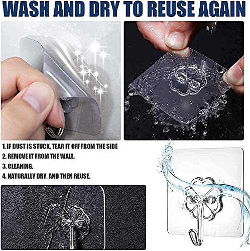 MAPPERZ Self Adhesive Wall Hooks/ Heavy Duty Sticky Hooks for Hanging/ Waterproof Transparent Adhesive Hooks - 10 Kg Max Weight