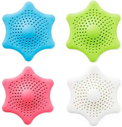 Mapperz Star Kitchen Sink and Bathroom Drain Filter | Hair Catcher | Hair Stopper Bath Plug Plunger | Sink Filter Coater | Shower Drain Covers | (Multicolour, 2 pcs)