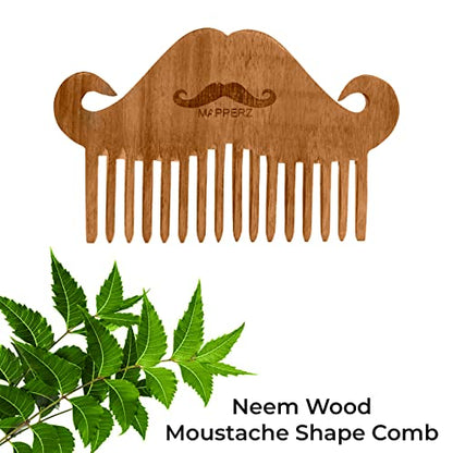 MAPPERZ Neem Wood Beard Comb/Moustache Shaping and Styling Comb For Men, Hair & Beard Pocket Comb - Pack of 1