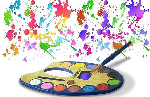 MAPPERZ Artistic Palette with Water Color and Artist Paint Brush 12 Sets Multicolor Palette for Creative Expression